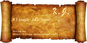 Klinga János névjegykártya