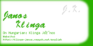 janos klinga business card